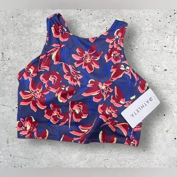 NWT Athleta Conscious Crop Printed Sports Bra D-DD  Cups