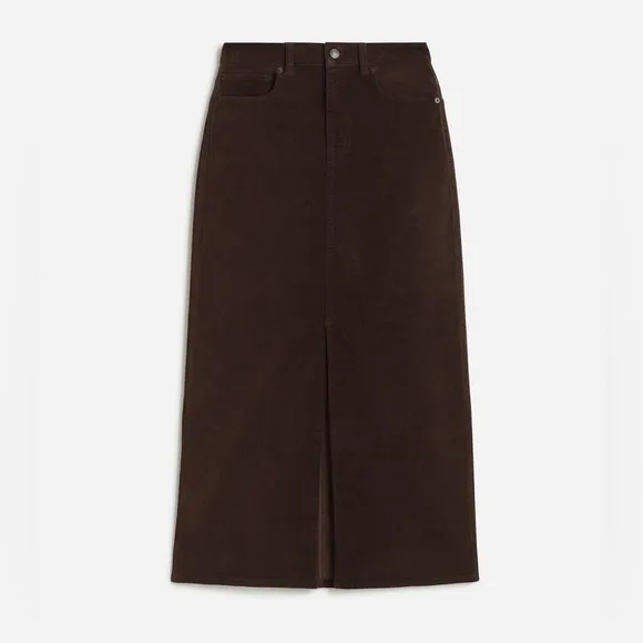 NWT Madewell Corduroy Midi Skirt - Chocolate Brown - 25