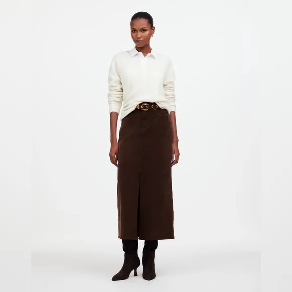 NWT Madewell Corduroy Midi Skirt - Chocolate Brown - 25