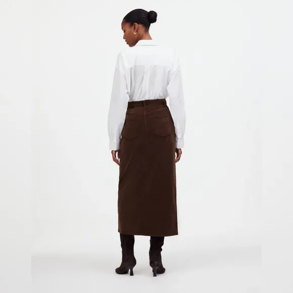 NWT Madewell Corduroy Midi Skirt - Chocolate Brown - 25