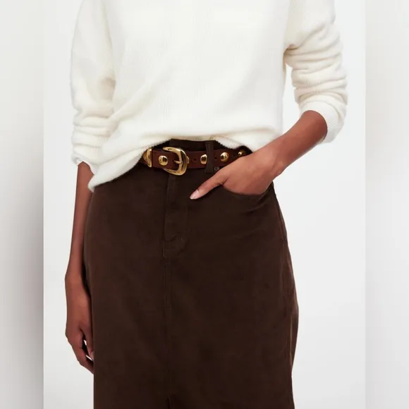 NWT Madewell Corduroy Midi Skirt - Chocolate Brown - 25