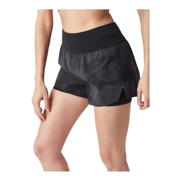 ON Women's Lightweight Lined Sweat-Wicking Running Shorts MEDIUM Striped Camo