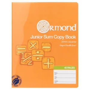 Ormond 40 Page Durable Cover 20mm Square Junior Sum Copy