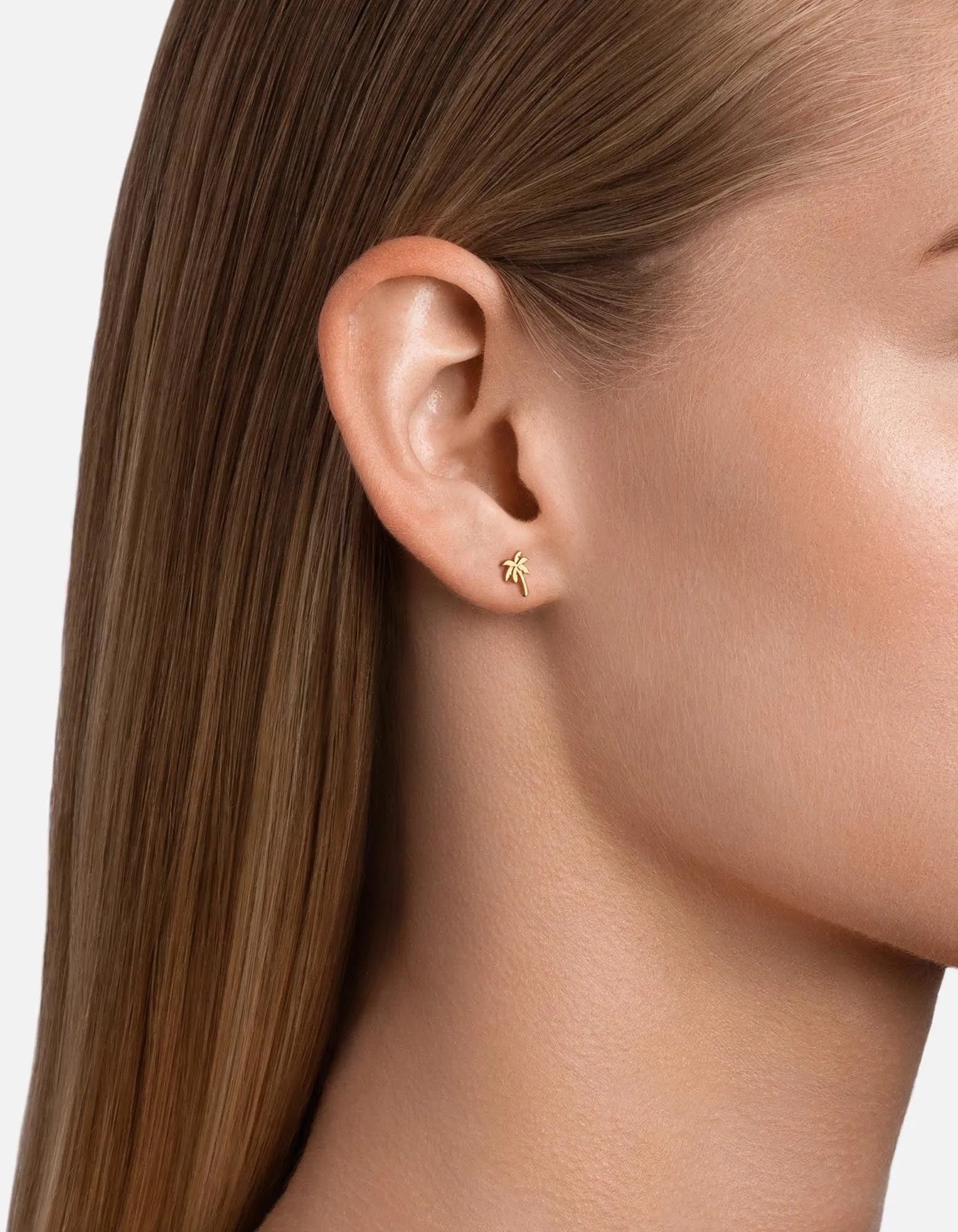 Palm Stud Earring, Gold Vermeil