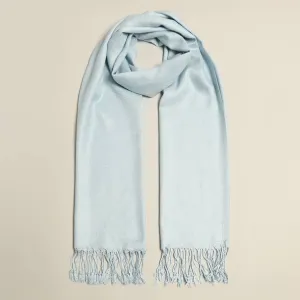 Pashmina Shawl Scarf Wrap with Fringes, Lt Blue