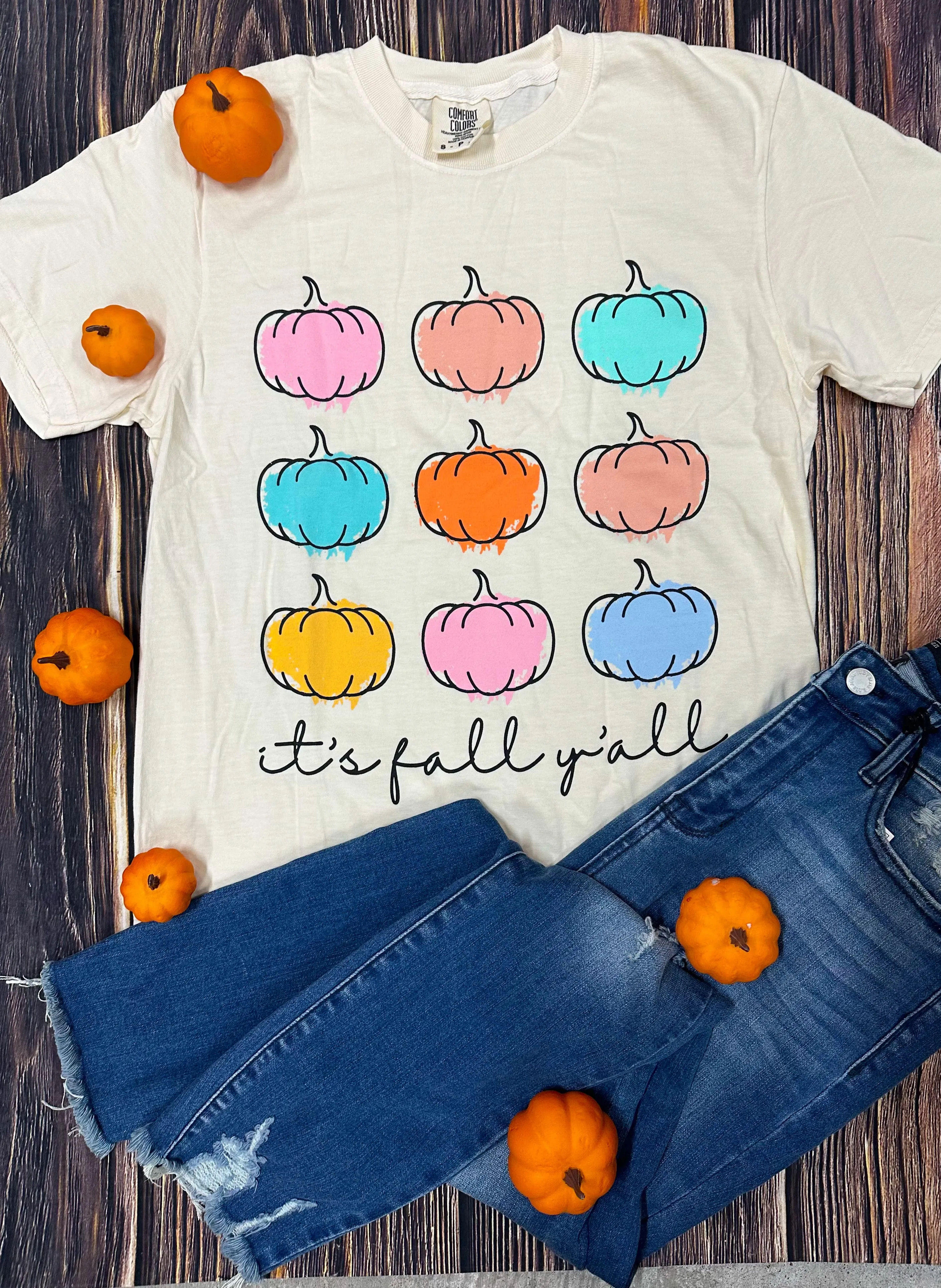 {PASTEL PUMPKINS} It's Fall Y'all Cream Crew Neck Tee