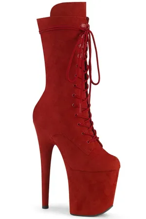 Pleaser USA Flamingo-1050FS Faux Suede 8inch Pleaser Boots - Red