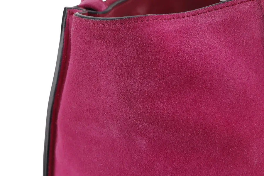 PRADA 2WAYS BAG (BN2625) MEDIUM PINK SUEDE SILVER HARDWARE WITH DUST COVER AND STRAP