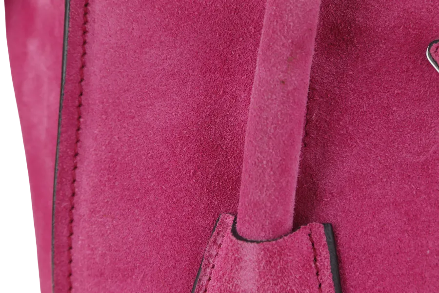 PRADA 2WAYS BAG (BN2625) MEDIUM PINK SUEDE SILVER HARDWARE WITH DUST COVER AND STRAP