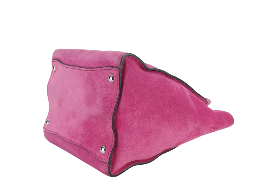 PRADA 2WAYS BAG (BN2625) MEDIUM PINK SUEDE SILVER HARDWARE WITH DUST COVER AND STRAP