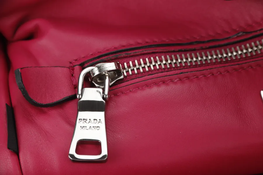 PRADA 2WAYS BAG (BN2625) MEDIUM PINK SUEDE SILVER HARDWARE WITH DUST COVER AND STRAP