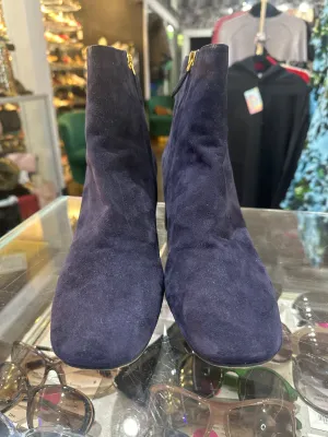 PRADA Navy Suede Side Zip Booties