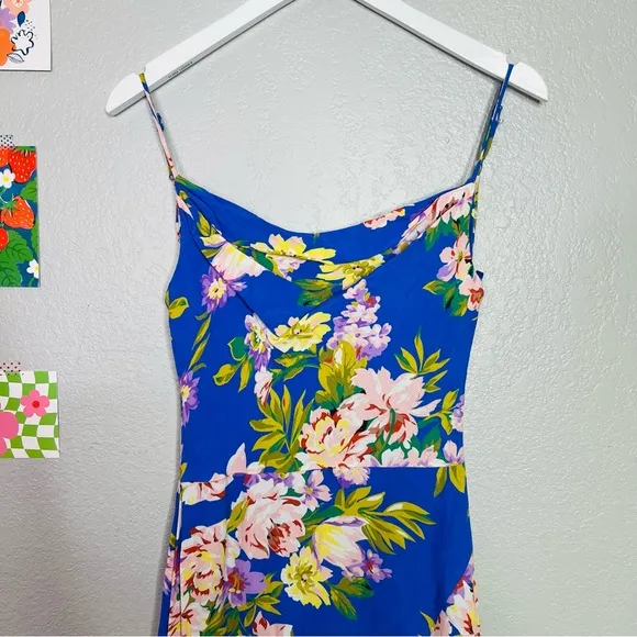 Privacy Please x Revolve Tyler Maxi Dress gown, Blue Floral Print - sz xs NEW