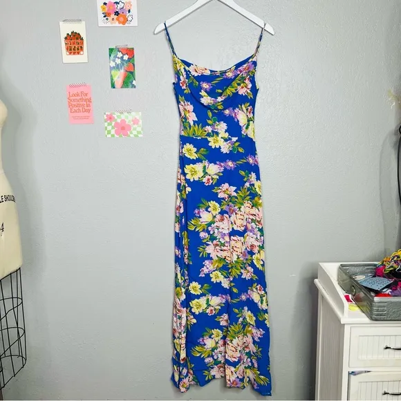 Privacy Please x Revolve Tyler Maxi Dress gown, Blue Floral Print - sz xs NEW