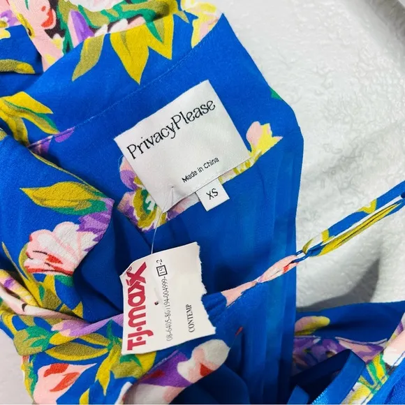 Privacy Please x Revolve Tyler Maxi Dress gown, Blue Floral Print - sz xs NEW