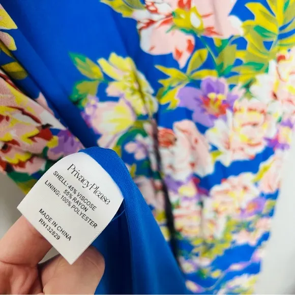 Privacy Please x Revolve Tyler Maxi Dress gown, Blue Floral Print - sz xs NEW