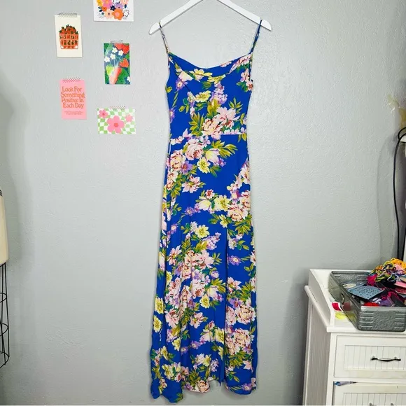 Privacy Please x Revolve Tyler Maxi Dress gown, Blue Floral Print - sz xs NEW