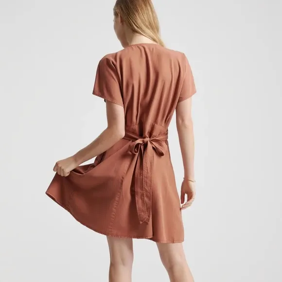 Quince Vintage Wash Tencel Button Front Skirt