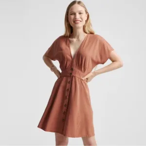 Quince Vintage Wash Tencel Button Front Skirt