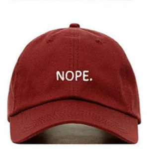 "NOPE" Casquette Baseball Snapback Brodée Rouge Bordeaux - URB1™