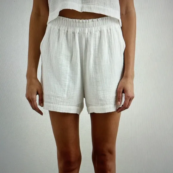 Rails Leighton Short Size XL White Relaxed Fit Smocked Elastic Waist EUC