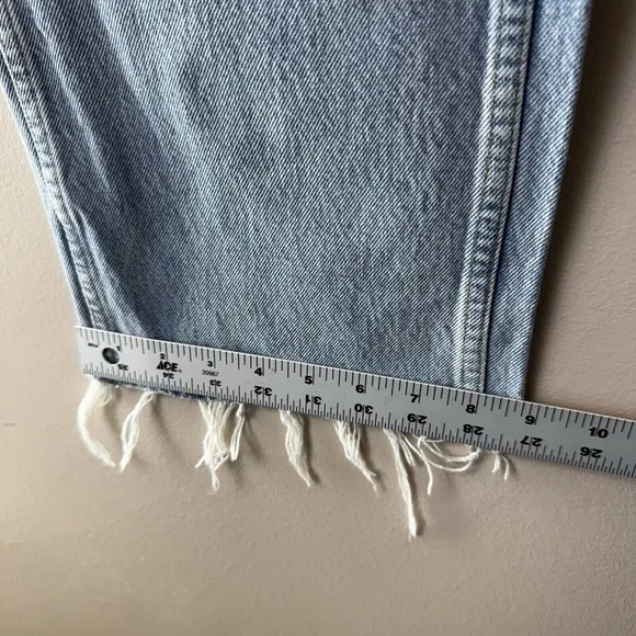 RE/DONE 90s Loose High-Rise Straight-Leg Jeans Slashed Knee Women's Size 27
