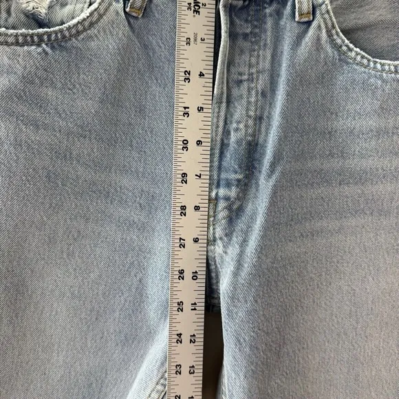 RE/DONE 90s Loose High-Rise Straight-Leg Jeans Slashed Knee Women's Size 27