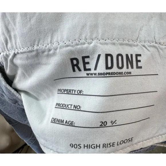 RE/DONE 90s Loose High-Rise Straight-Leg Jeans Slashed Knee Women's Size 27