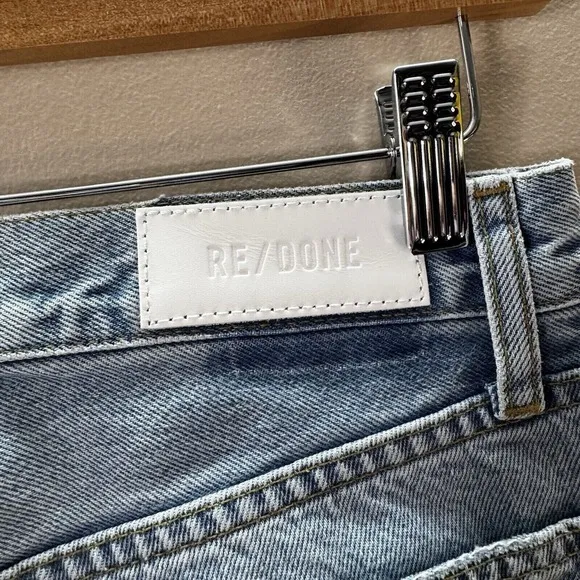 RE/DONE 90s Loose High-Rise Straight-Leg Jeans Slashed Knee Women's Size 27