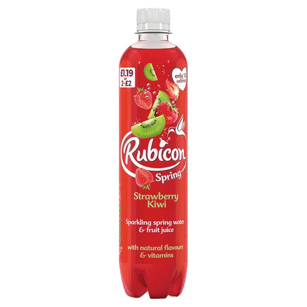 Rubicon Spring Strawberry Kiwi Flavoured Sparkling Water, 500ml (Pack of 12)