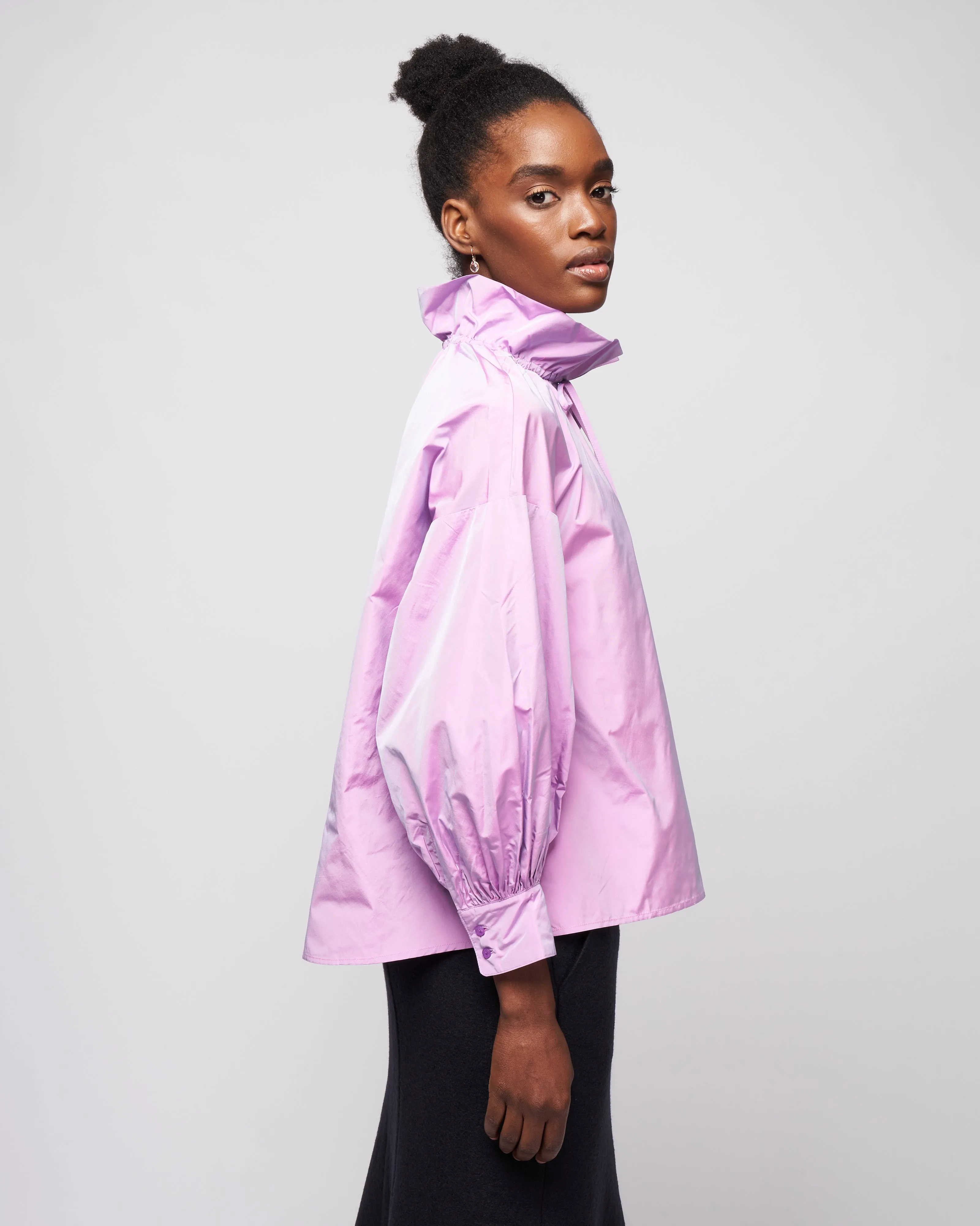 ruffle neck top - lavender