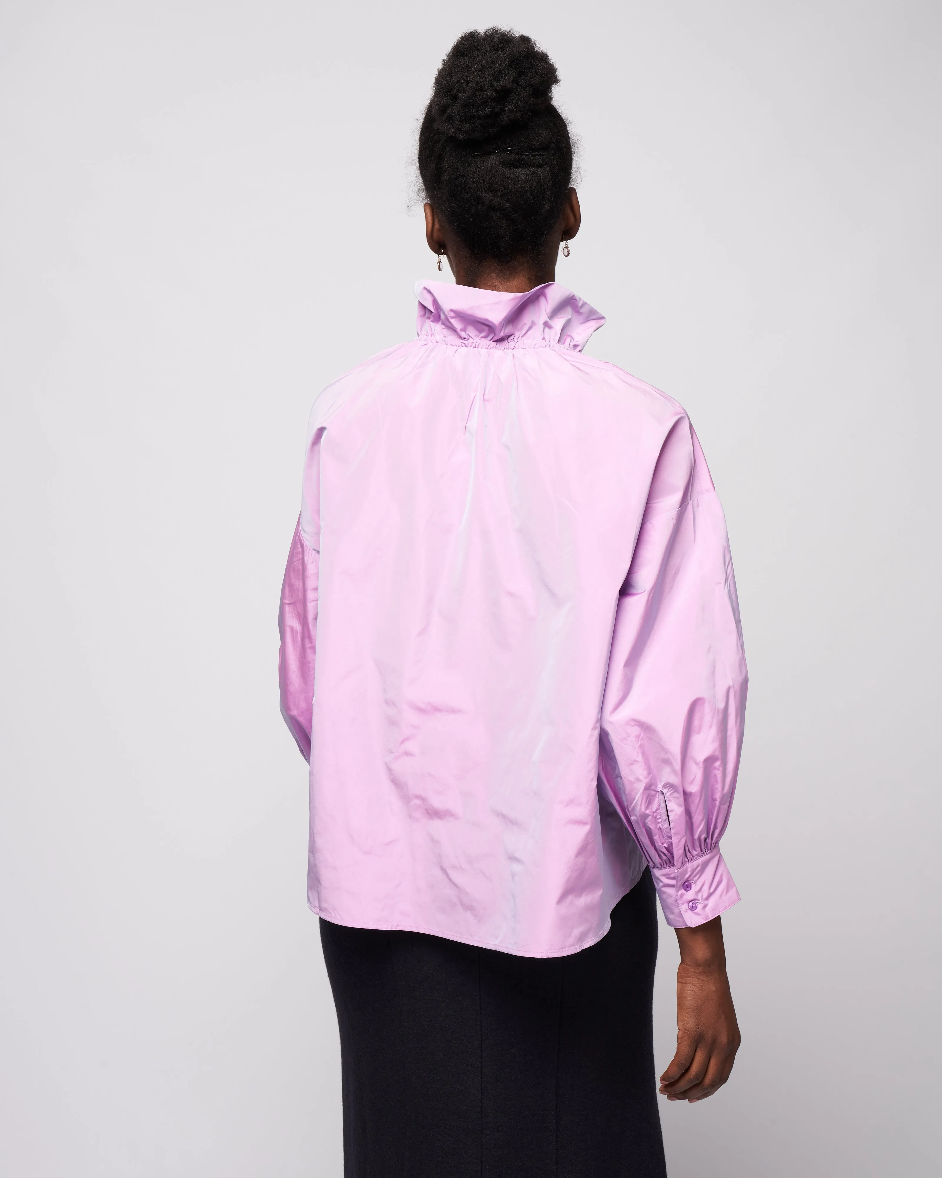 ruffle neck top - lavender