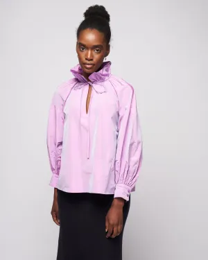 ruffle neck top - lavender
