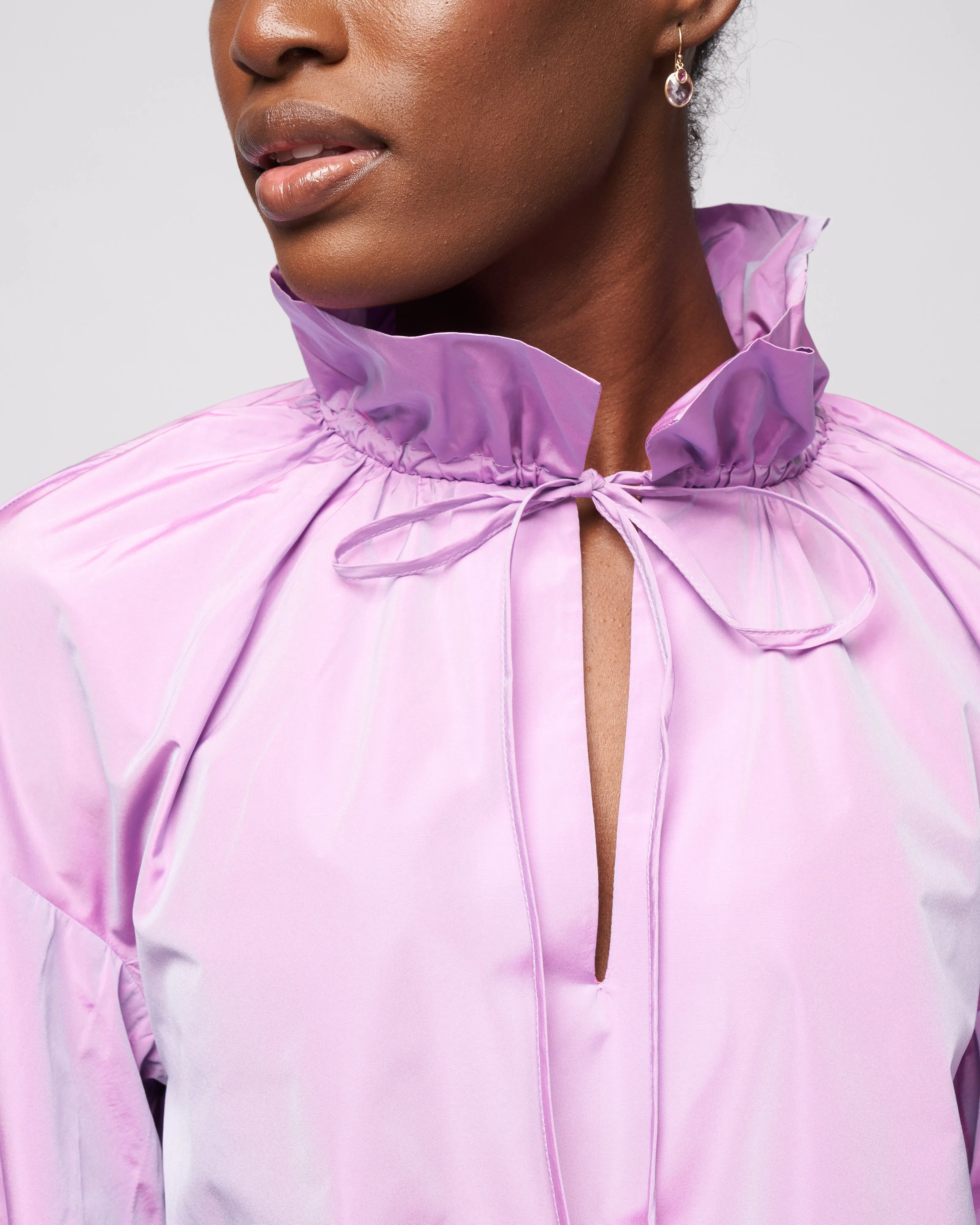 ruffle neck top - lavender