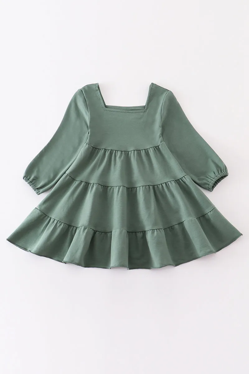 Sage tiered dress