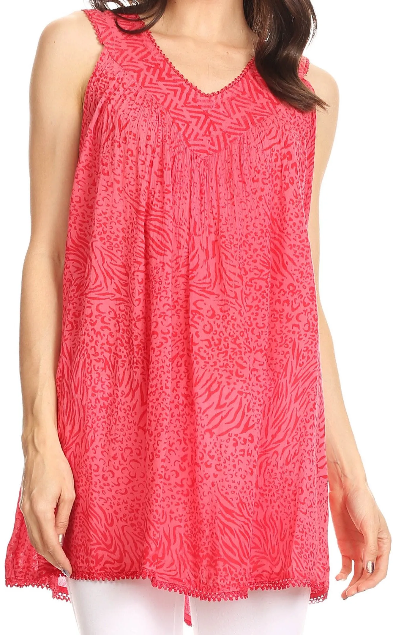 Sakkas Larissa V-Neck Animal Print Tank