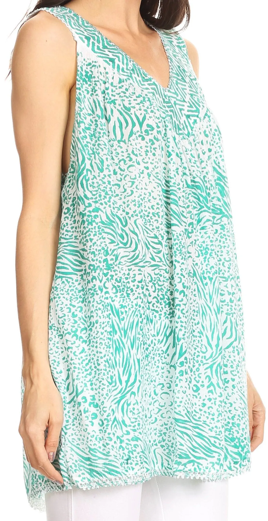 Sakkas Larissa V-Neck Animal Print Tank