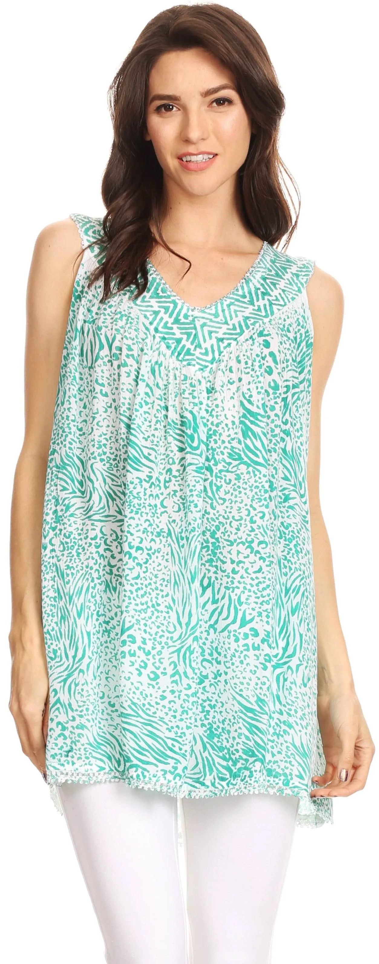 Sakkas Larissa V-Neck Animal Print Tank