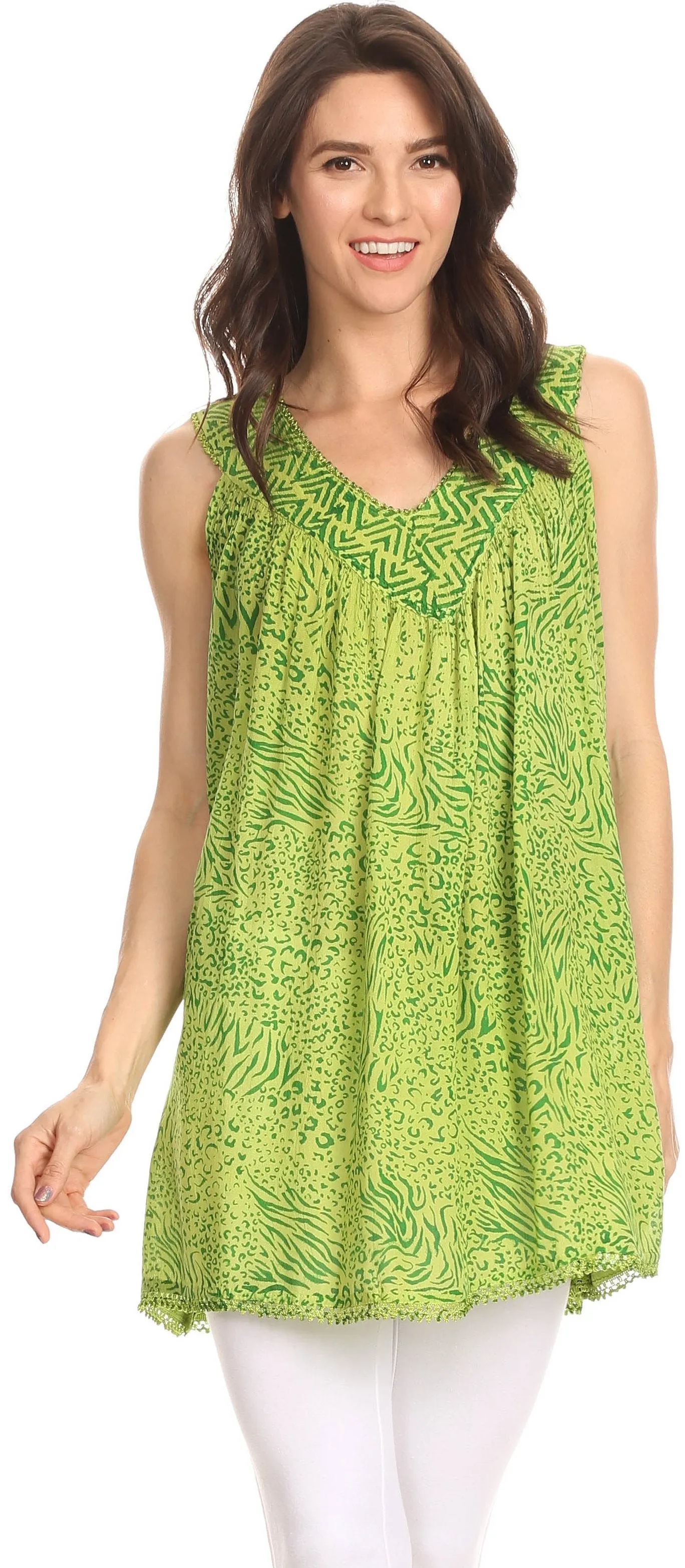 Sakkas Larissa V-Neck Animal Print Tank