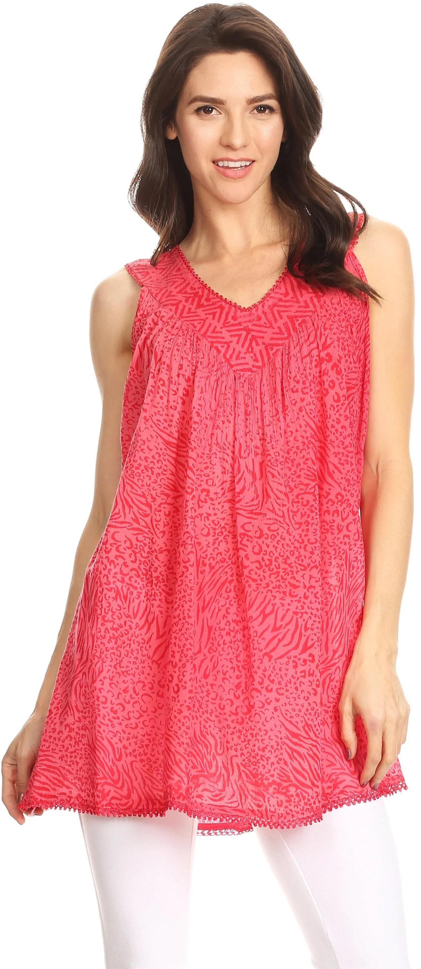 Sakkas Larissa V-Neck Animal Print Tank