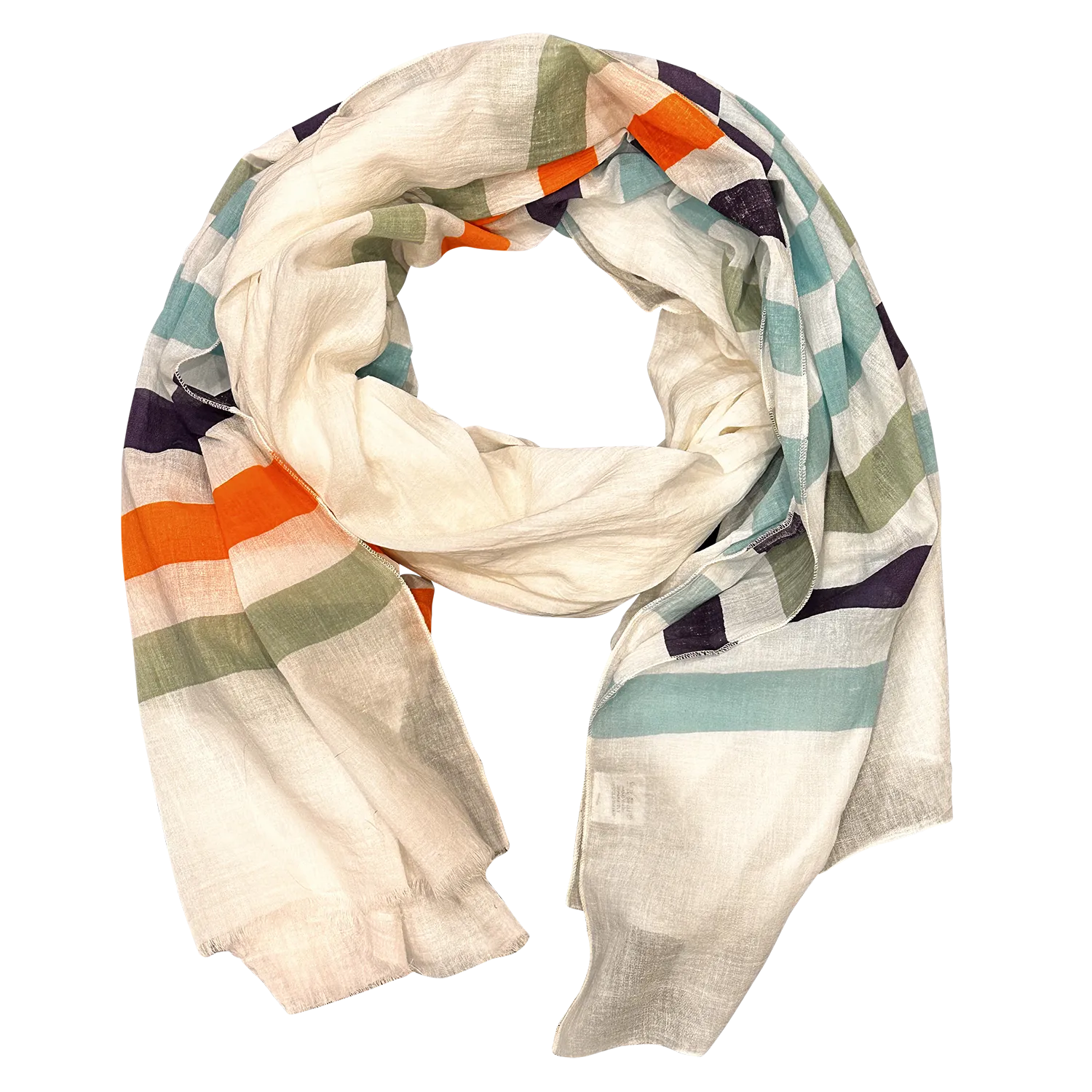 SALE! Cotton Scarf Lightweight with Brilliant Stripes