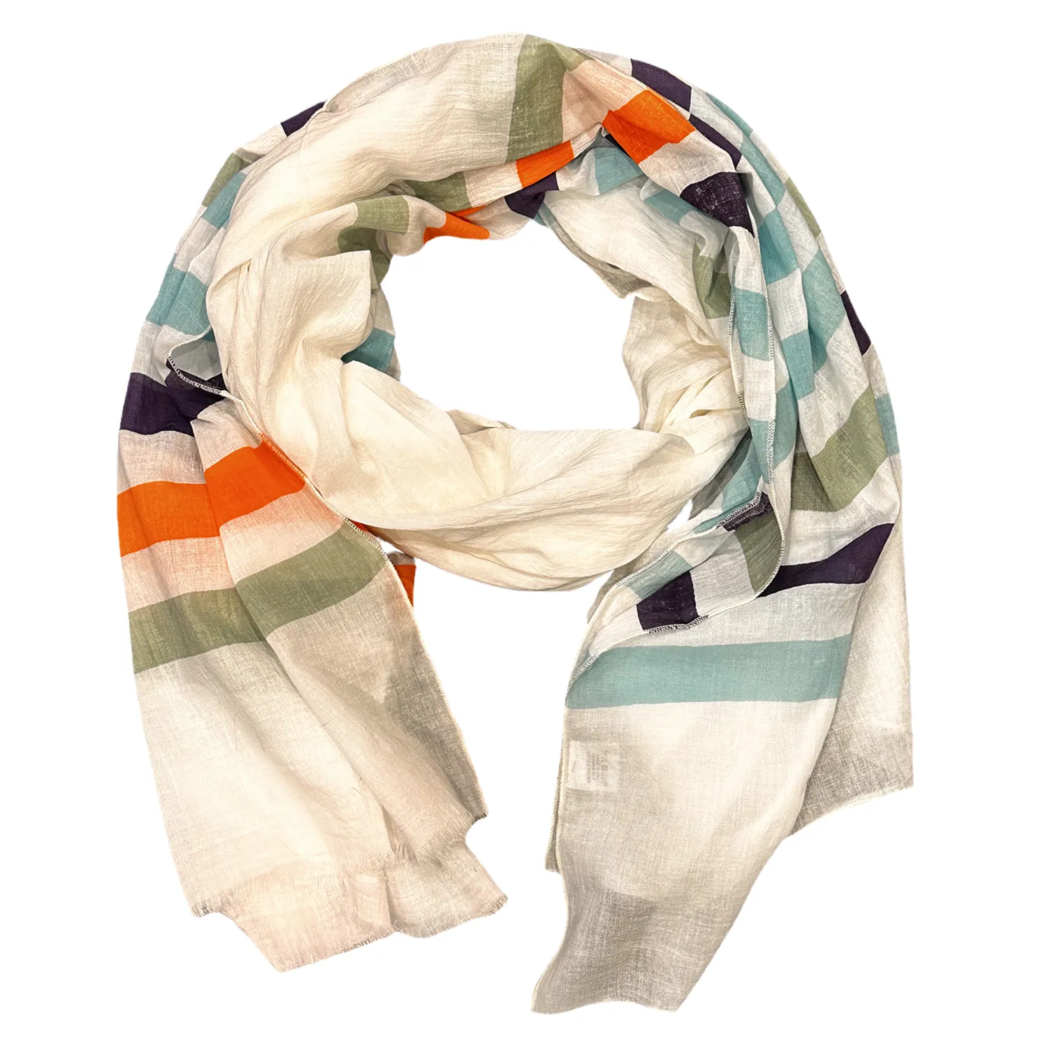 SALE! Cotton Scarf Lightweight with Brilliant Stripes