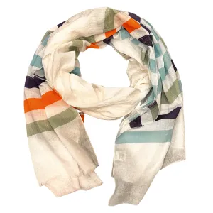 SALE! Cotton Scarf Lightweight with Brilliant Stripes