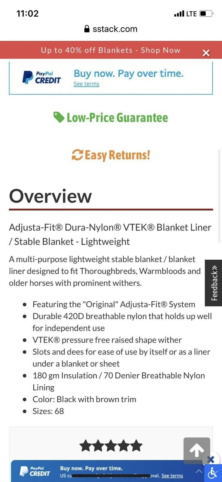 Schneider Adjusta-Fit Dura-Nylon Leg Strap Stable Blanket Lightweight Navy 80”