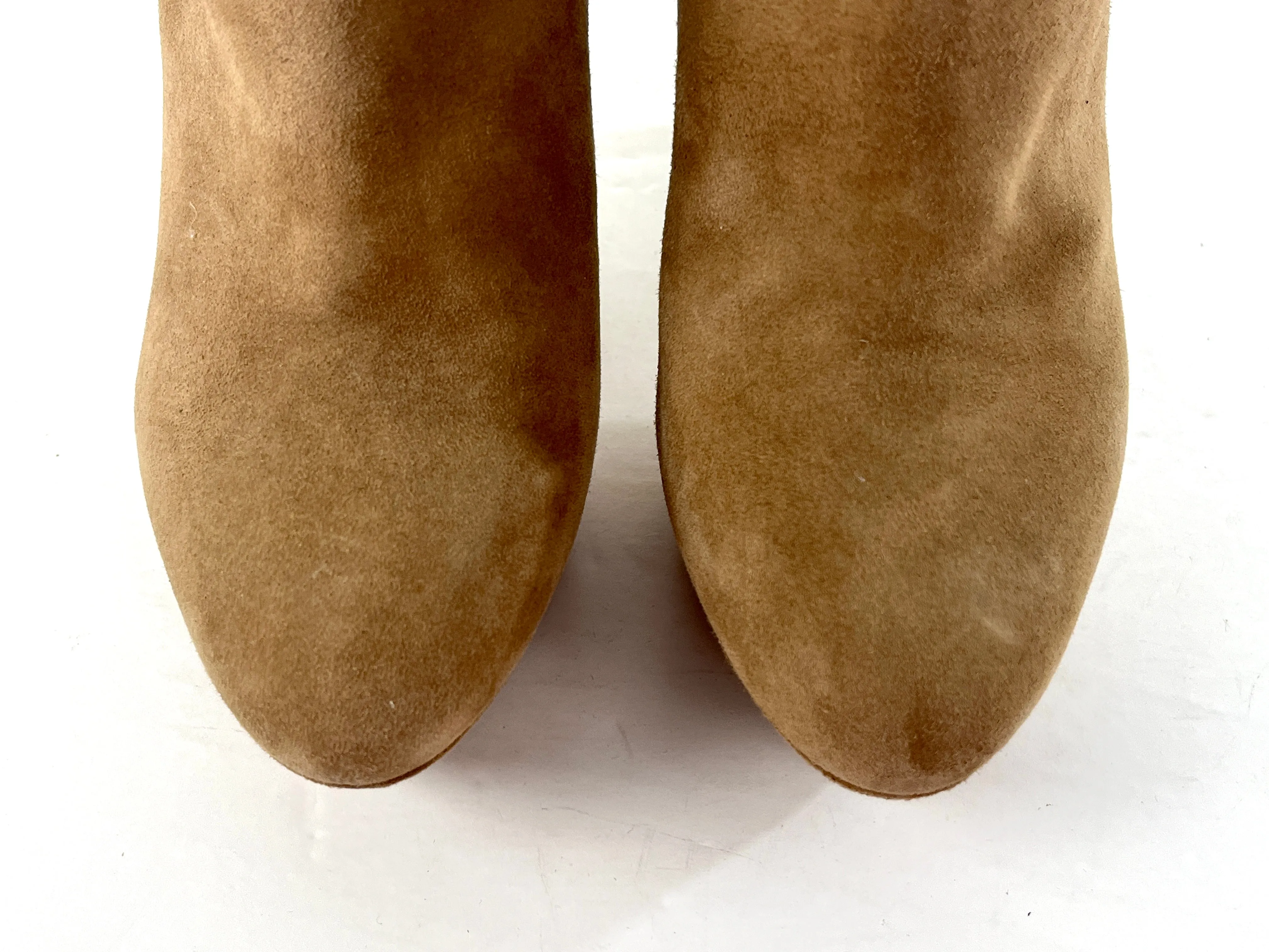 Sergio Rossi Suede Platform Ankle Boots with Stiletto Heels in Beige Size 39.5/9