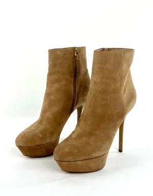 Sergio Rossi Suede Platform Ankle Boots with Stiletto Heels in Beige Size 39.5/9
