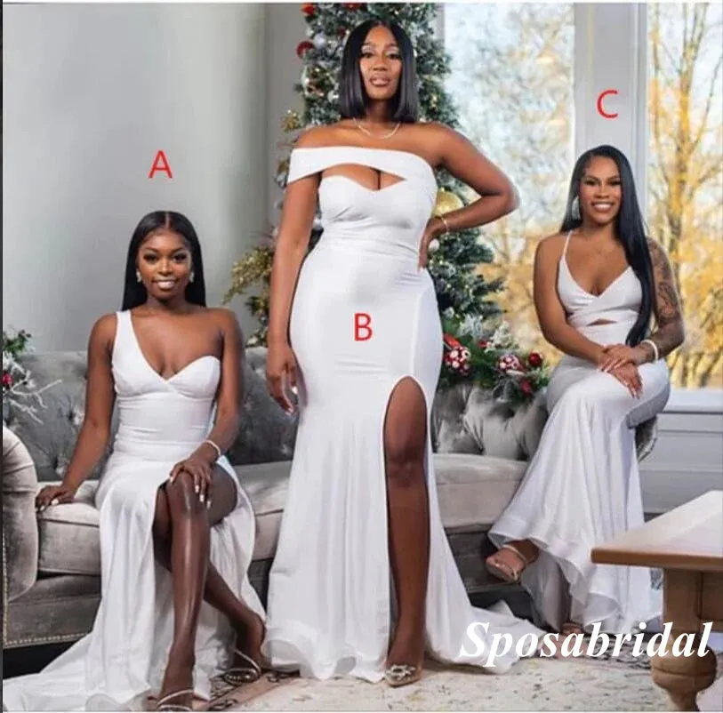 Sexy Mismatched Soft Satin Mermaid Floor Length Bridesmaid Dresses, BD3356