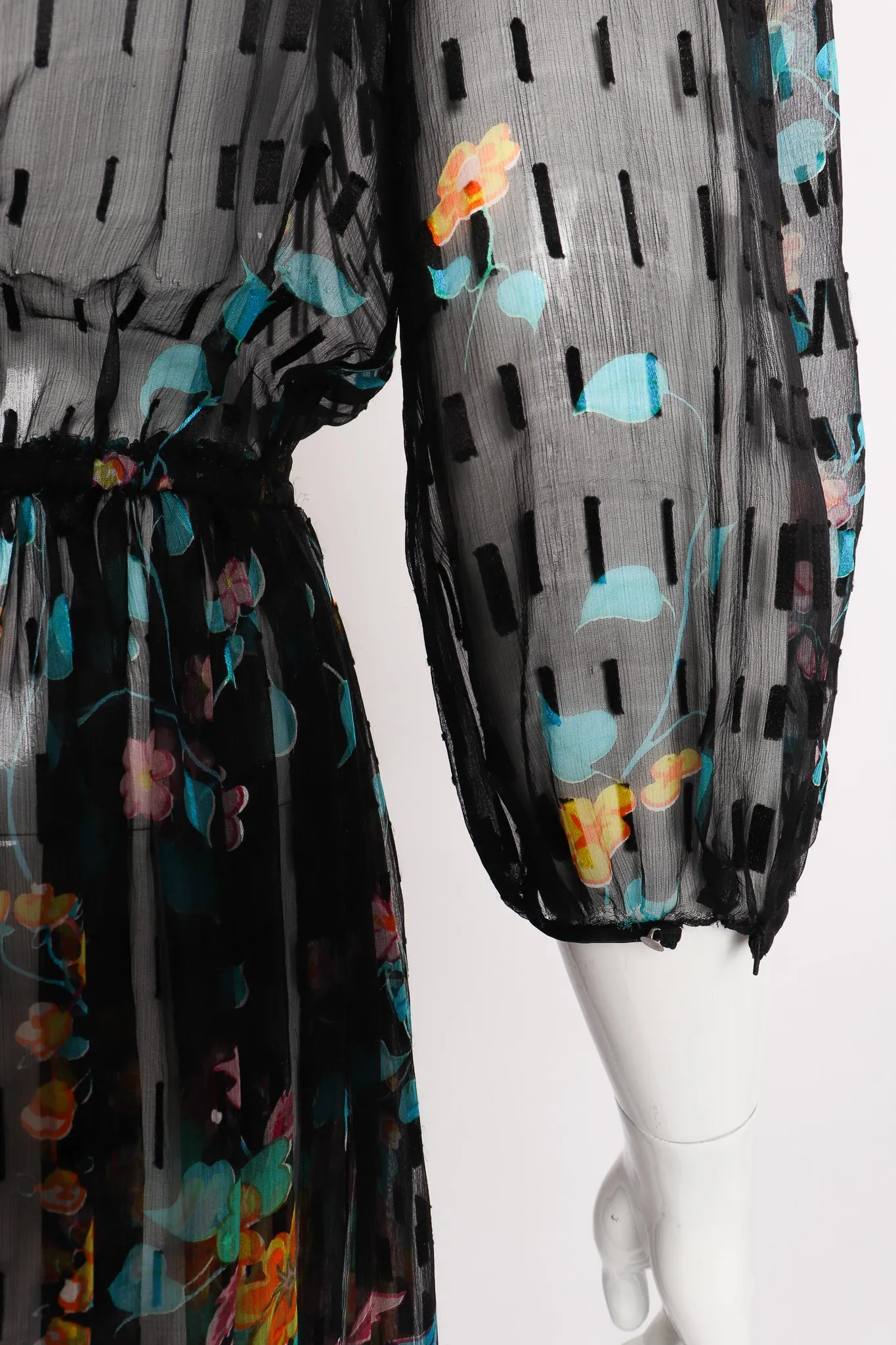 Sheer Floral Puff Sleeve Dress