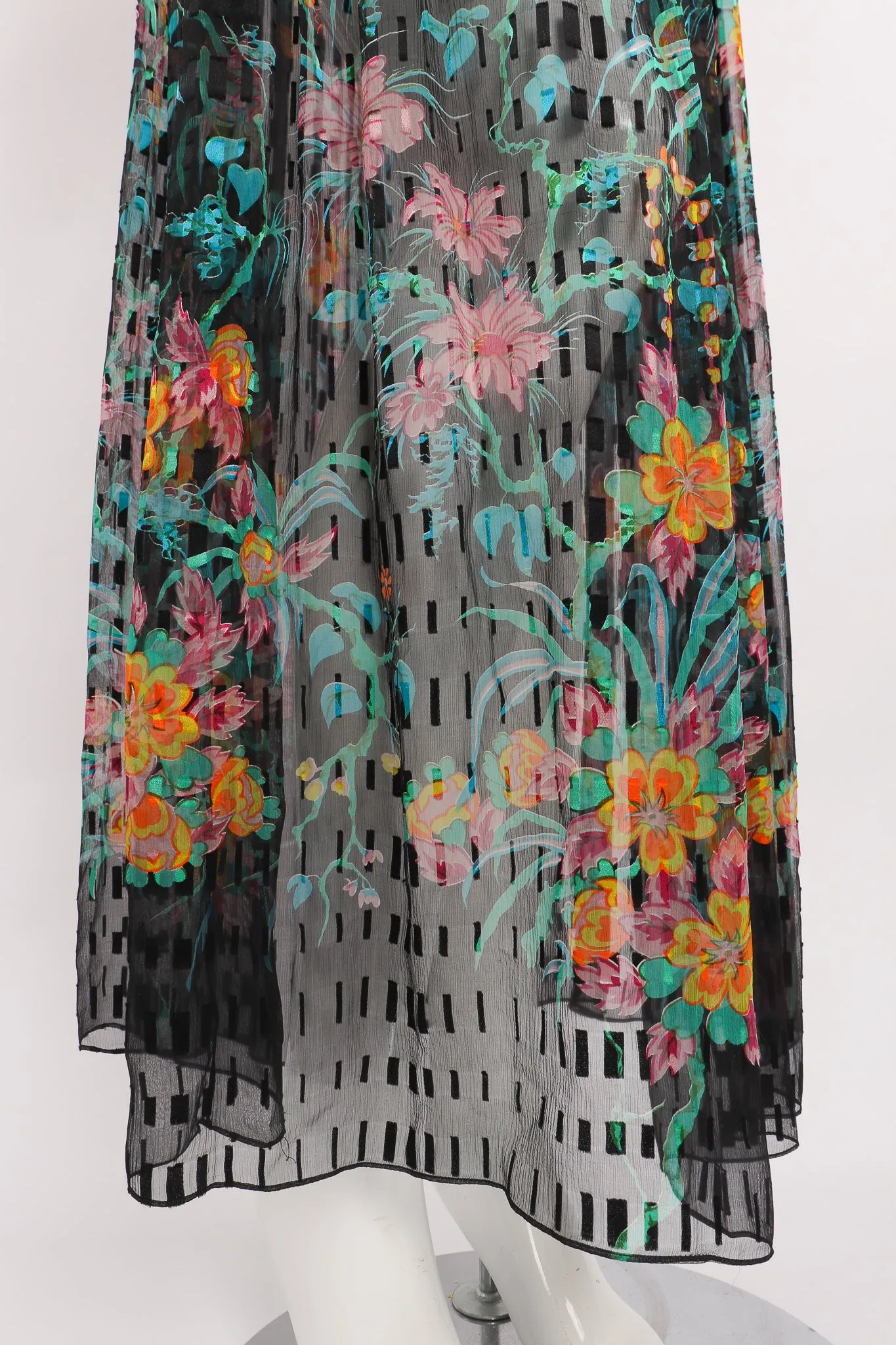 Sheer Floral Puff Sleeve Dress