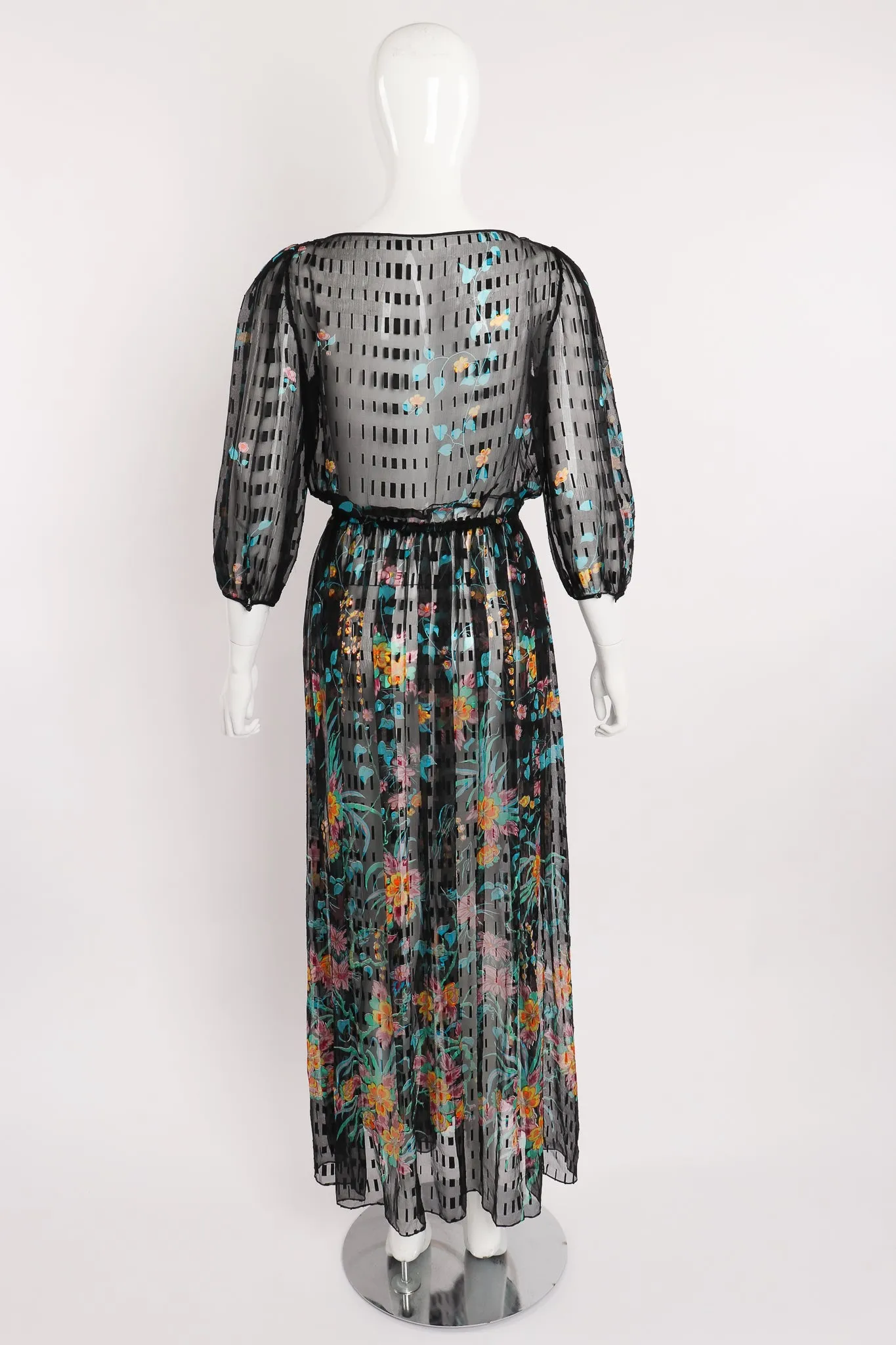 Sheer Floral Puff Sleeve Dress
